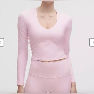 Lululemon Pink Long Sleeve Crop Top built in bra